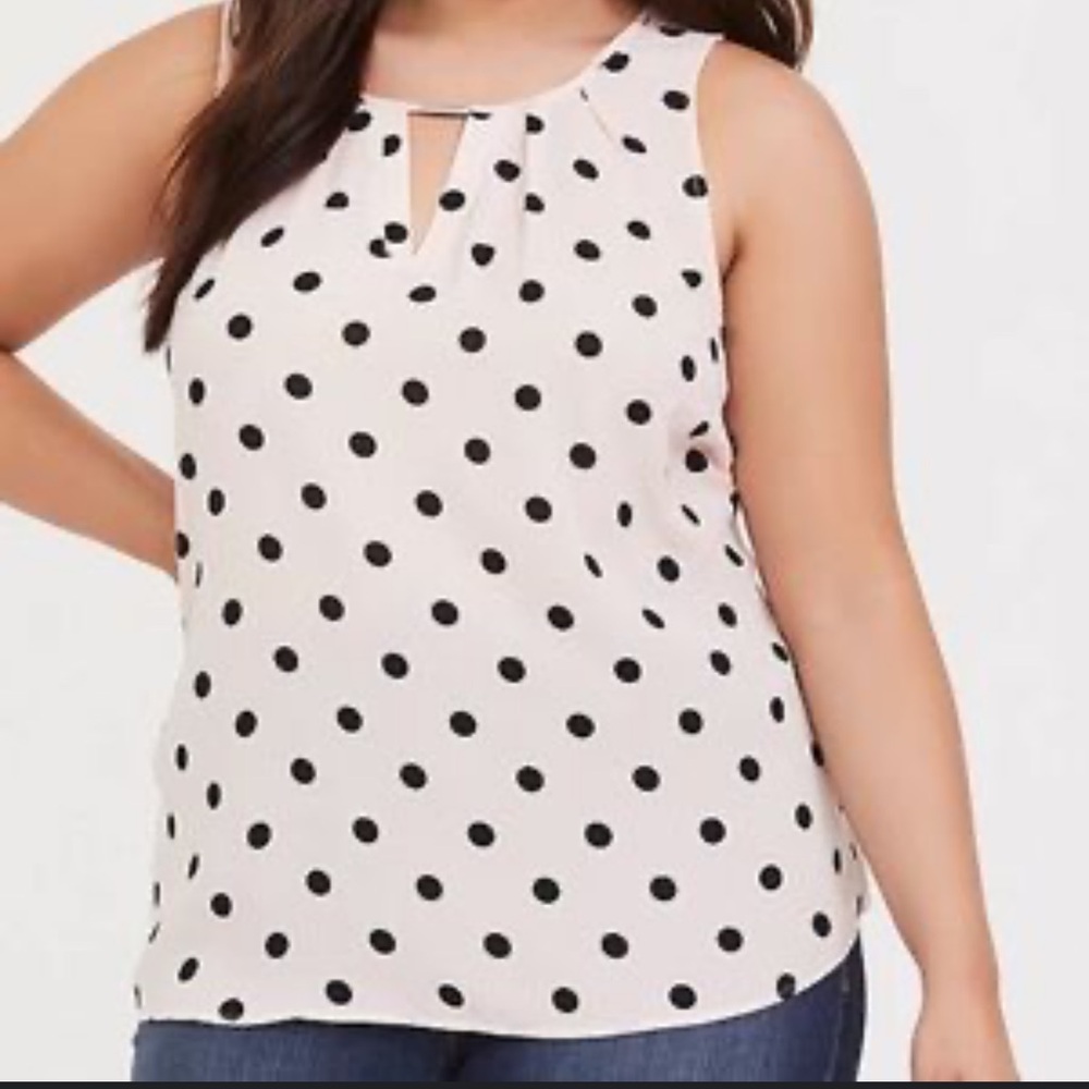 TORRID Light Pink Polka Dot Metal Keyhole Georgette Tank Size 3